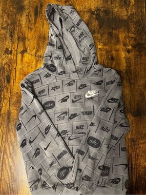 Nike Grey All-Over Logo Hoodie